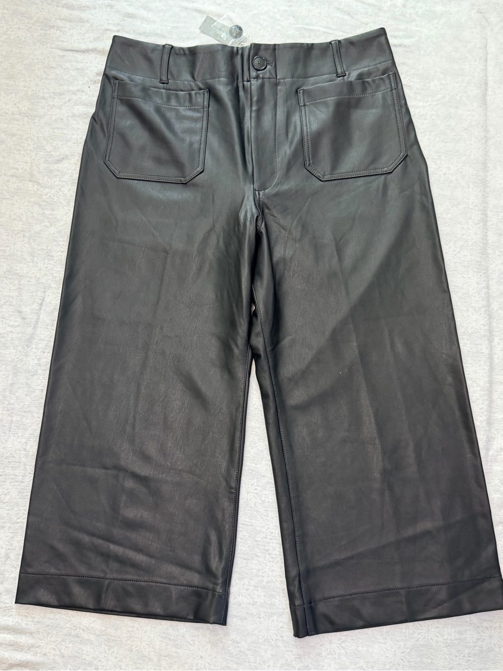 Maeve Anthropologie The Colette Faux Leather Pants Black 34P Petite NWT